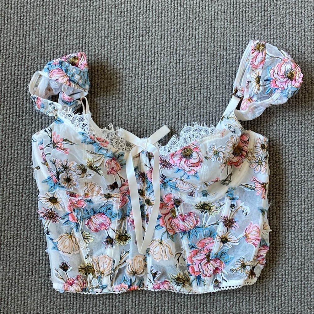 Victorias Secret Dream Angels Bustier floral lace sz 32C